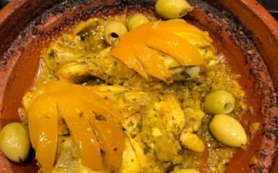 CHICKEN TAGINE with PRESERVED LEMONS and OLIVES