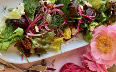 YOU’LL WANT TO TRY THIS FABULOUS BEET SALAD with CANDIED PECANS and CRUMBLED GOAT CHEESE